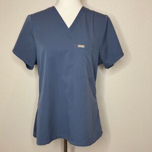 FIGS BASIC Catarina Womens Scrub Top‎ LARGE Blue Medical Nurse Doctor